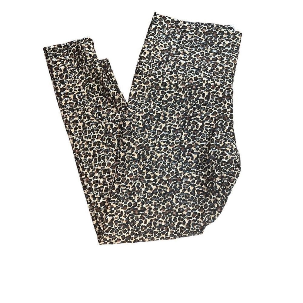 YMI Leopard Print Ribbed/Textured Leggings Size XL